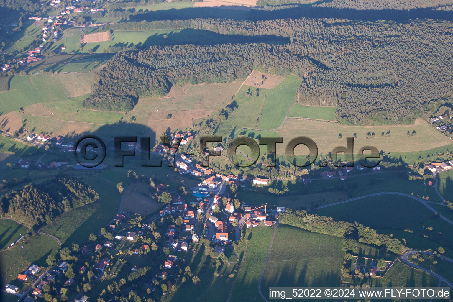 District Güttersbach in Mossautal in the state Hesse, Germany from the plane