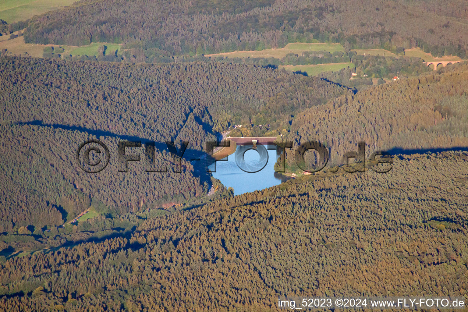 Marbach Reservoir in the district Hetzbach in Oberzent in the state Hesse, Germany