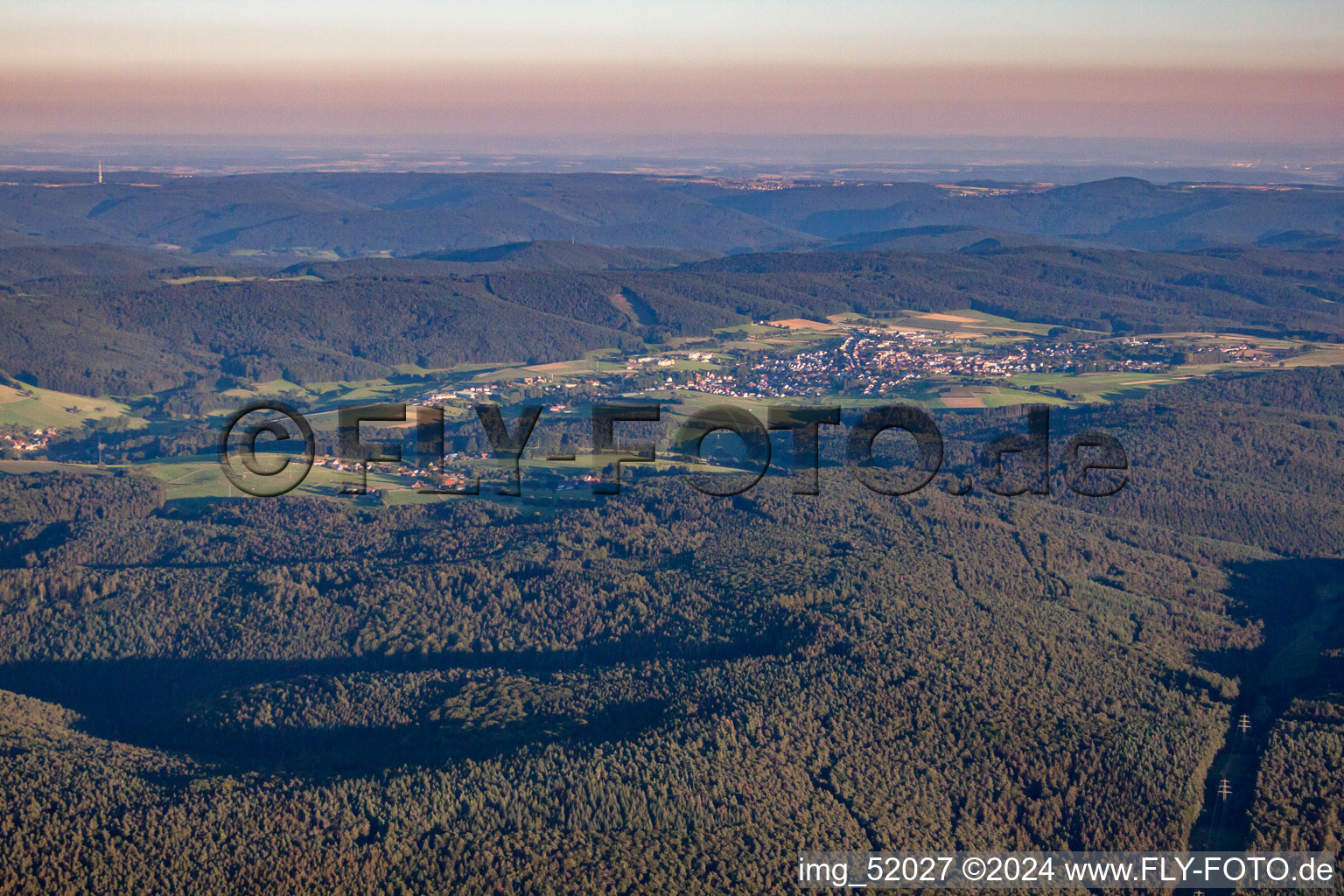 District Beerfelden in Oberzent in the state Hesse, Germany seen from a drone