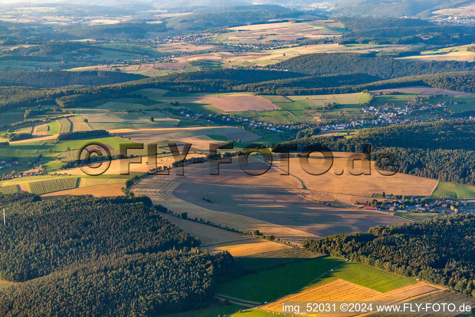 Aerial view of Unter-Mossau in the state Hesse, Germany