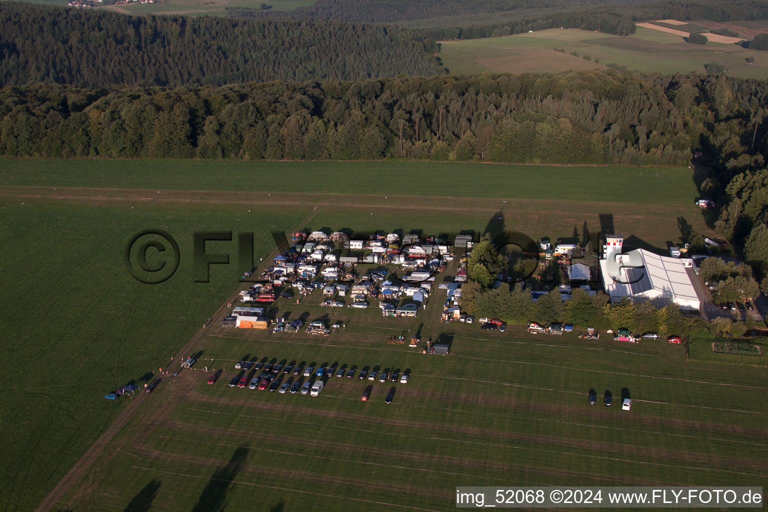 Large flea market at the gliding airfield for the 1000 year celebration in the district Vielbrunn in Michelstadt in the state Hesse, Germany