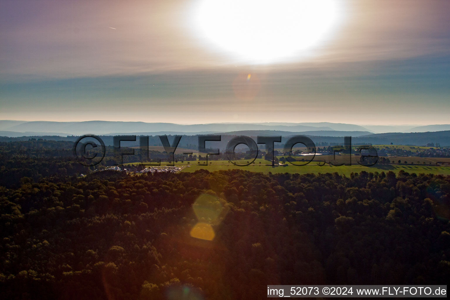 Aerial photograpy of Gliding airfield in the district Vielbrunn in Michelstadt in the state Hesse, Germany