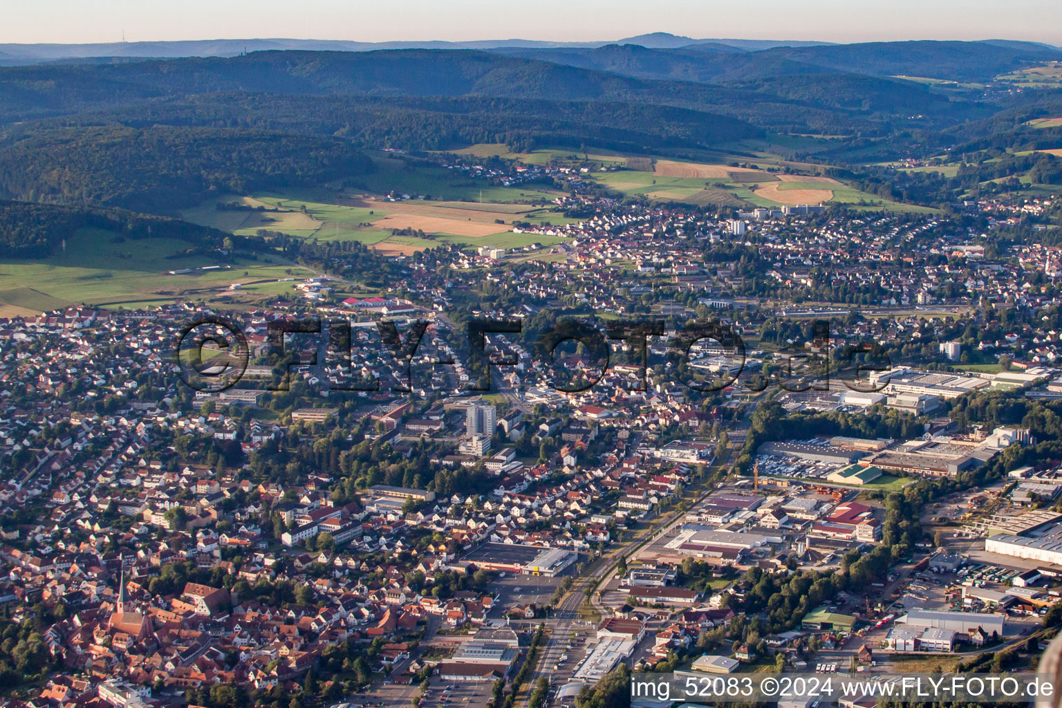 Aerial view of From the north in Michelstadt in the state Hesse, Germany