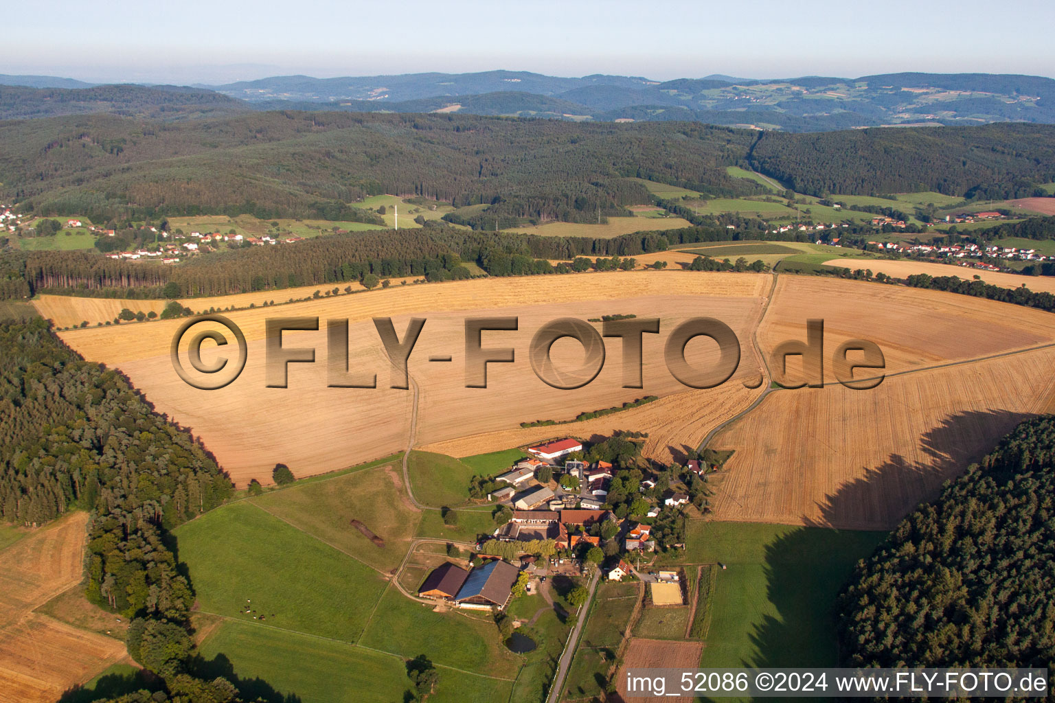 Aerial view of Rossbacher Hof in Erbach in the state Hesse, Germany