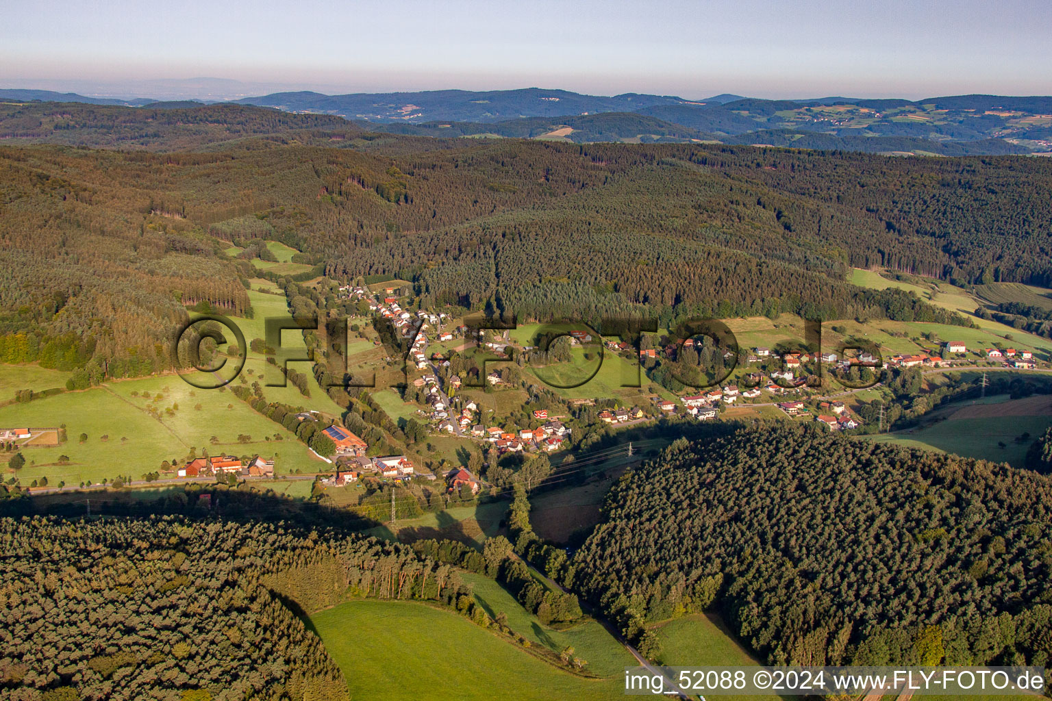 Aerial photograpy of Unter-Mossau in the state Hesse, Germany