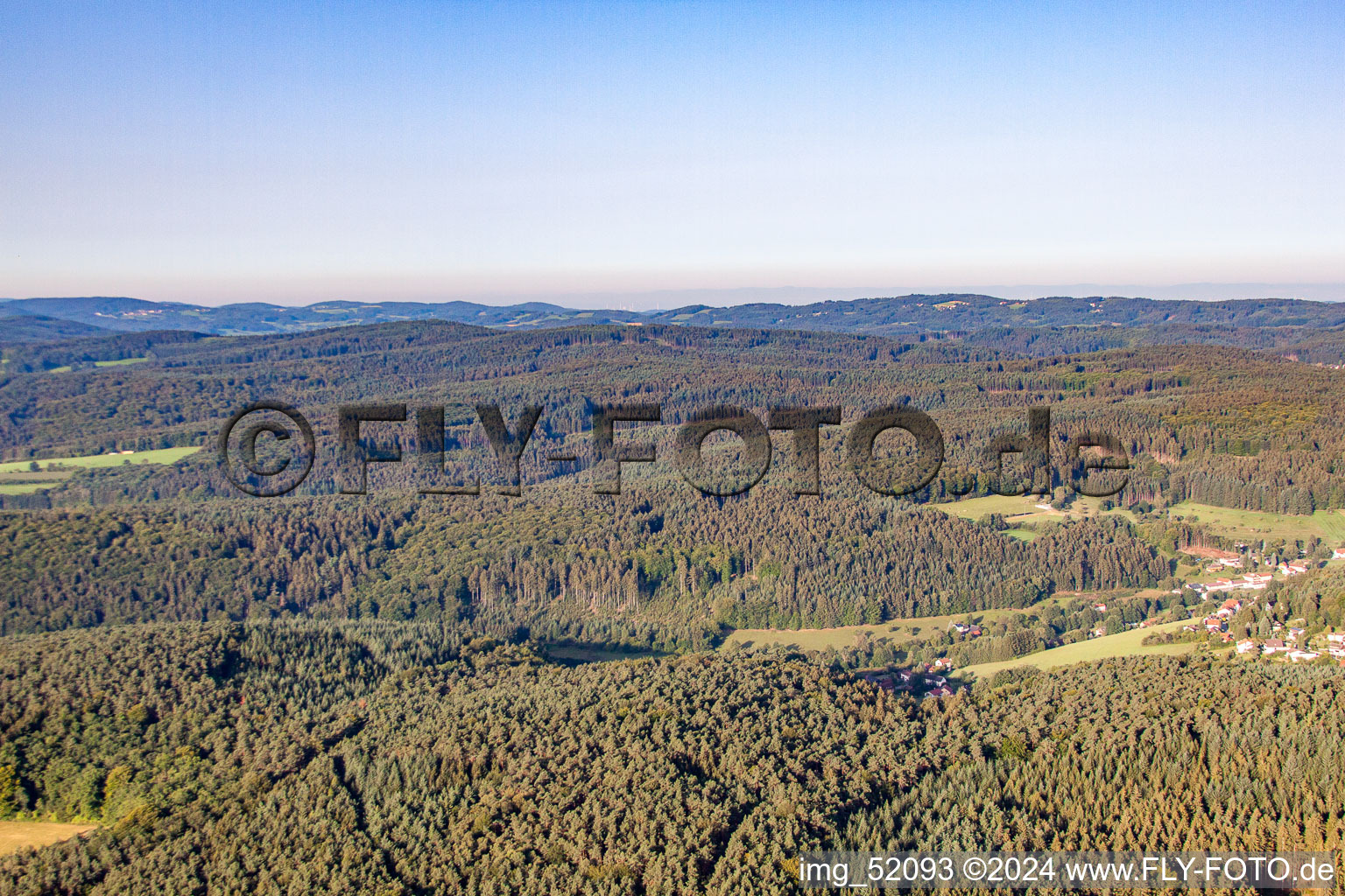 Oblique view of Unter-Mossau in the state Hesse, Germany