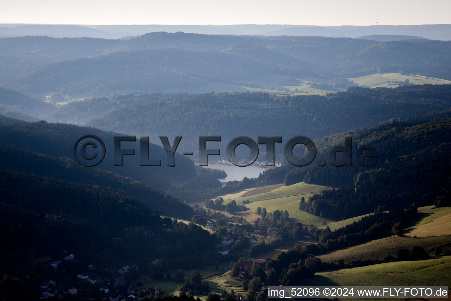 Marbach reservoir in the morning in the district Hüttenthal in Mossautal in the state Hesse, Germany