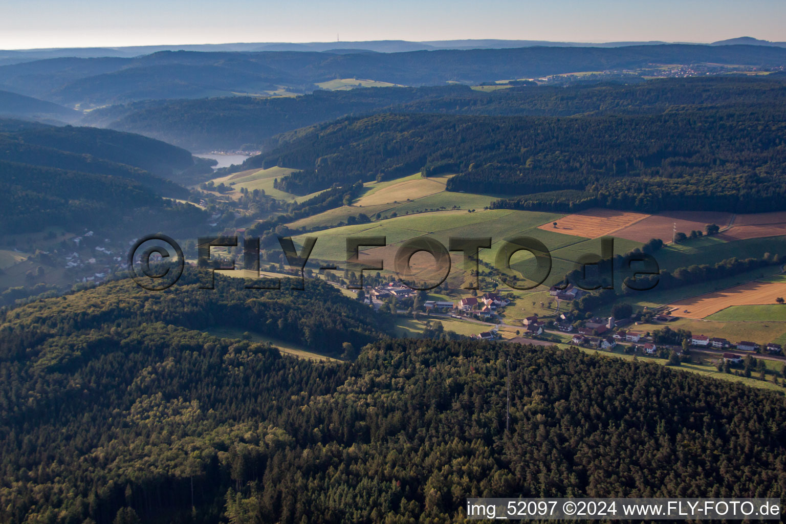 District Hüttenthal in Mossautal in the state Hesse, Germany from above