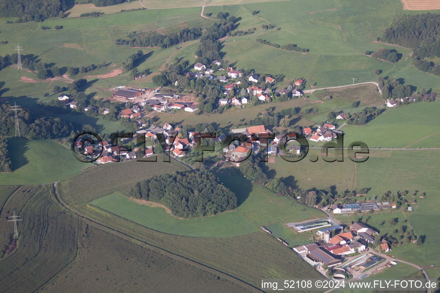 Aerial view of Affolterbach in the state Hesse, Germany