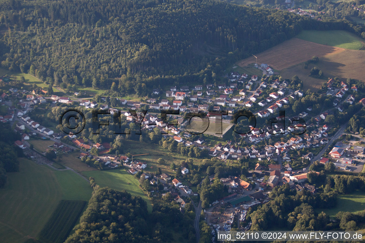 Aerial photograpy of Affolterbach in the state Hesse, Germany