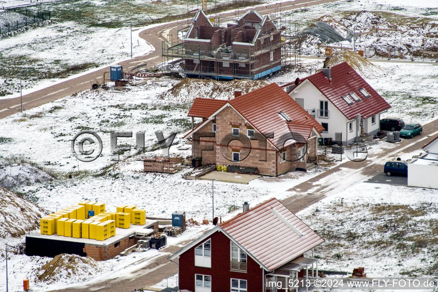 Oblique view of New development area NO in the district Schaidt in Wörth am Rhein in the state Rhineland-Palatinate, Germany