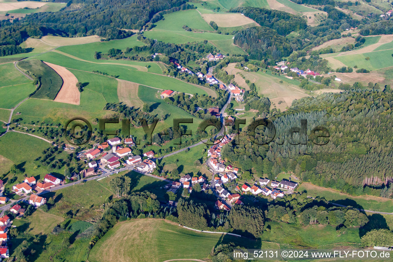 Aerial view of District Löhrbach in Birkenau in the state Hesse, Germany