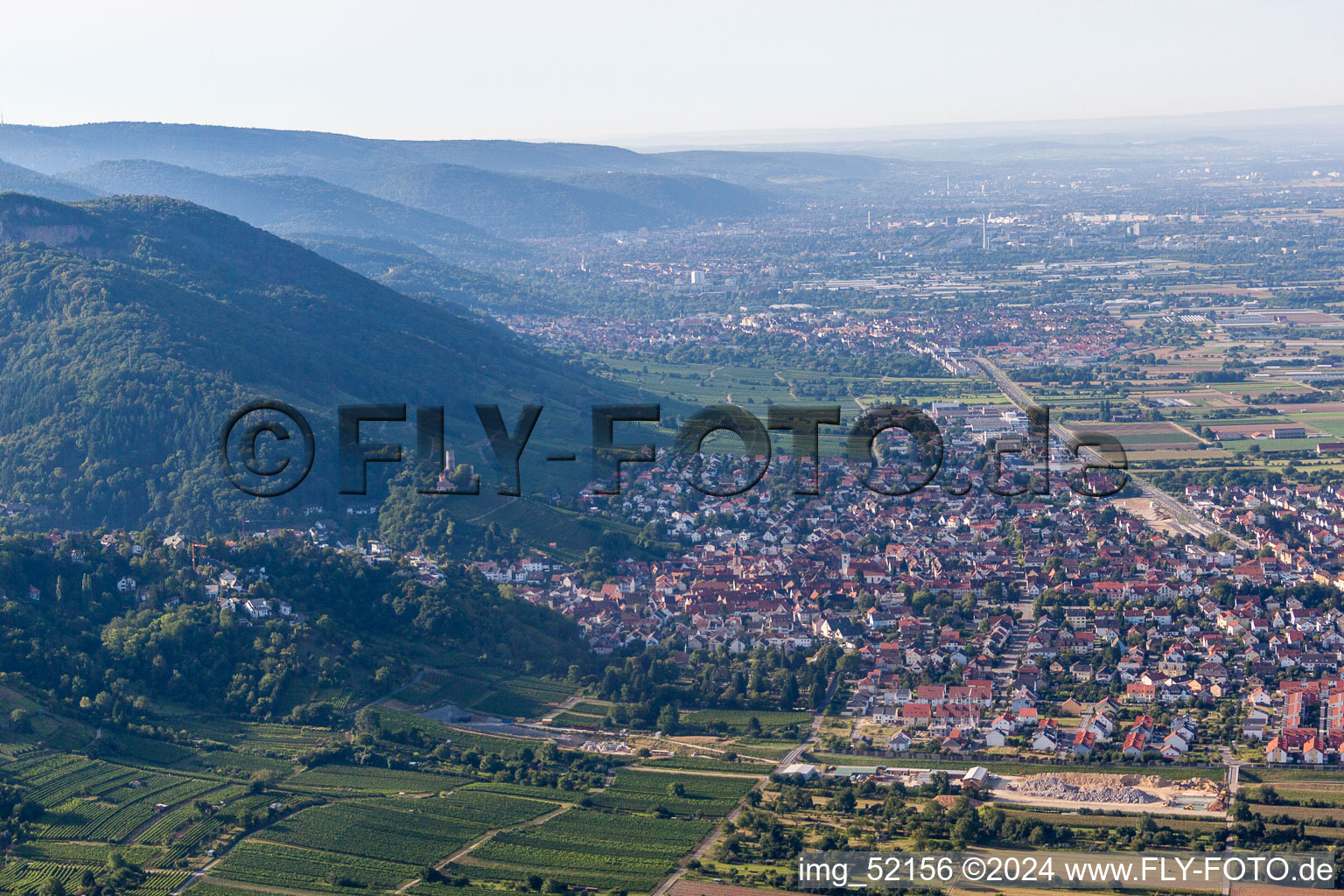 Town View of the streets and houses of the residential areas in Schriesheim in the state Baden-Wurttemberg, Germany