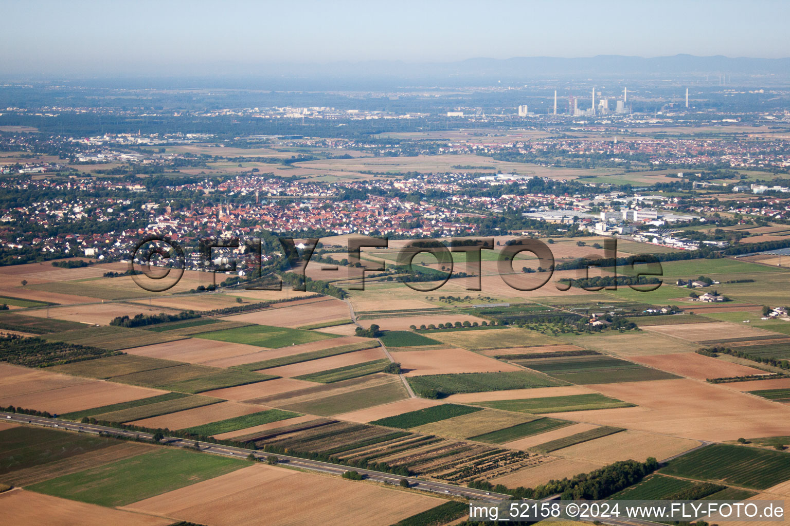 Bird's eye view of Ladenburg in the state Baden-Wuerttemberg, Germany