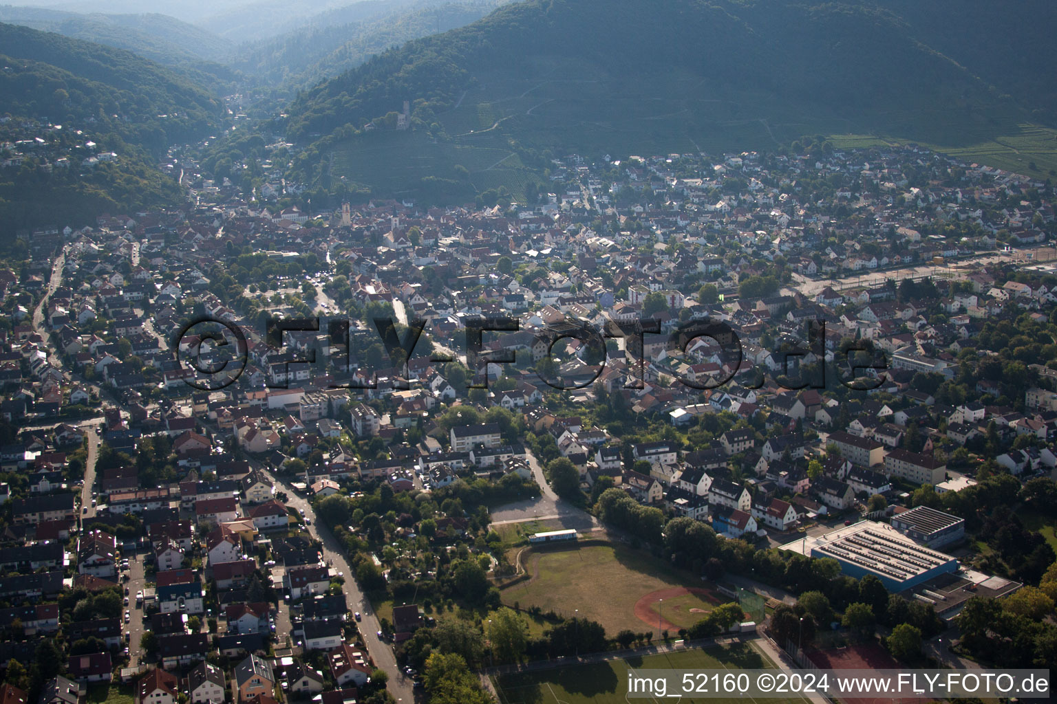 Aerial photograpy of Schriesheim in the state Baden-Wuerttemberg, Germany