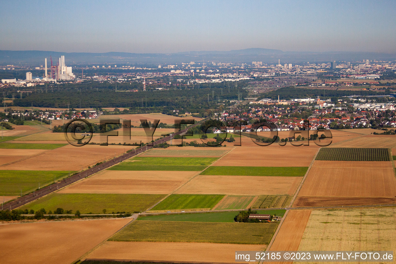 Drone image of District Friedrichsfeld in Mannheim in the state Baden-Wuerttemberg, Germany