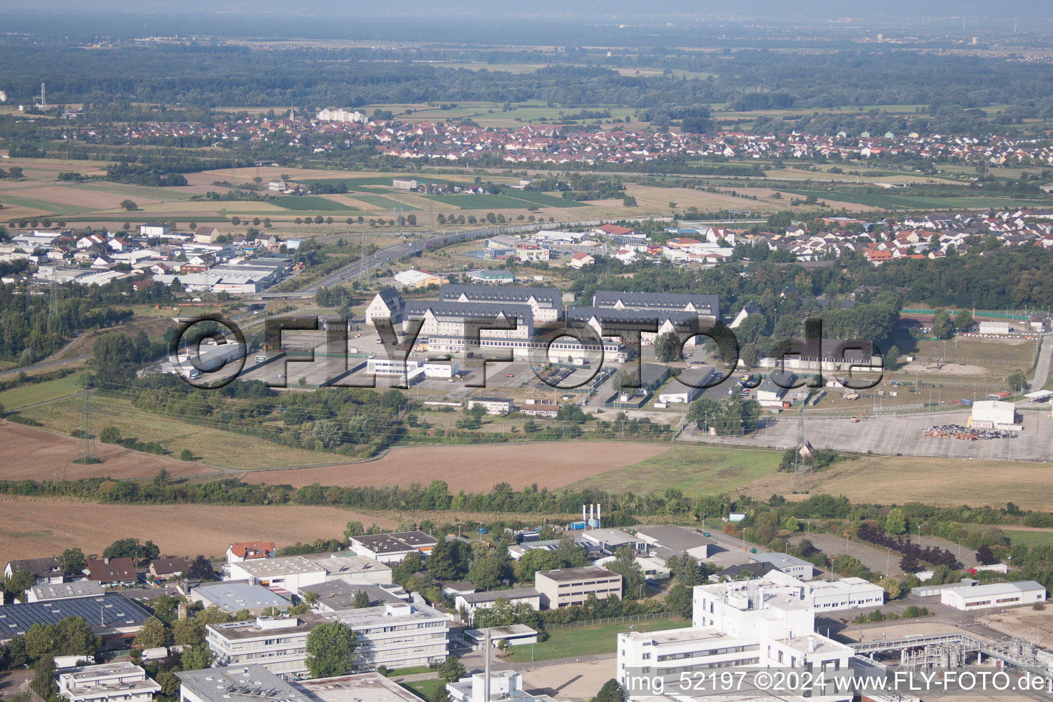 Aerial photograpy of Plankstadt in the state Baden-Wuerttemberg, Germany