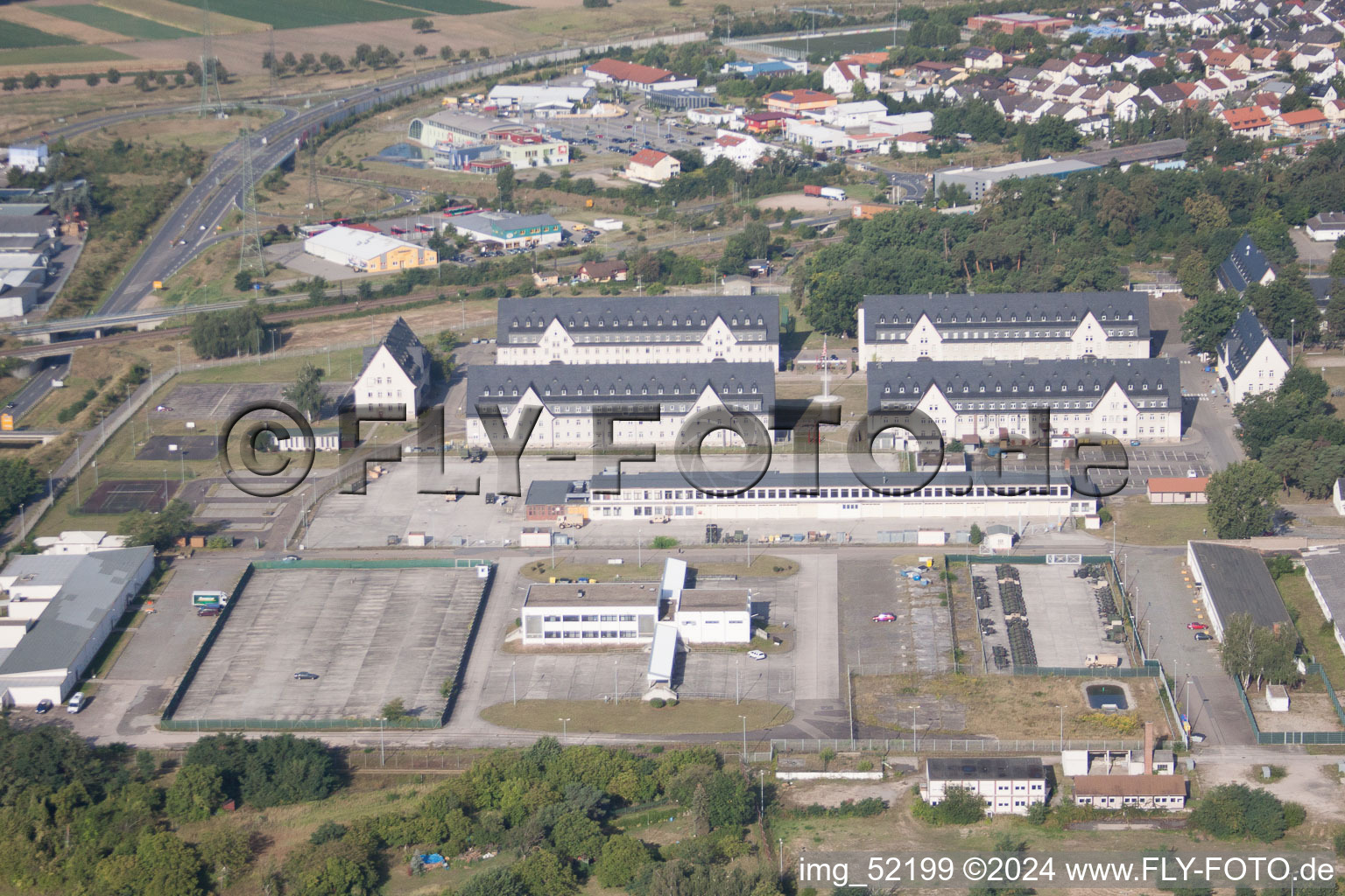 Oblique view of Plankstadt in the state Baden-Wuerttemberg, Germany