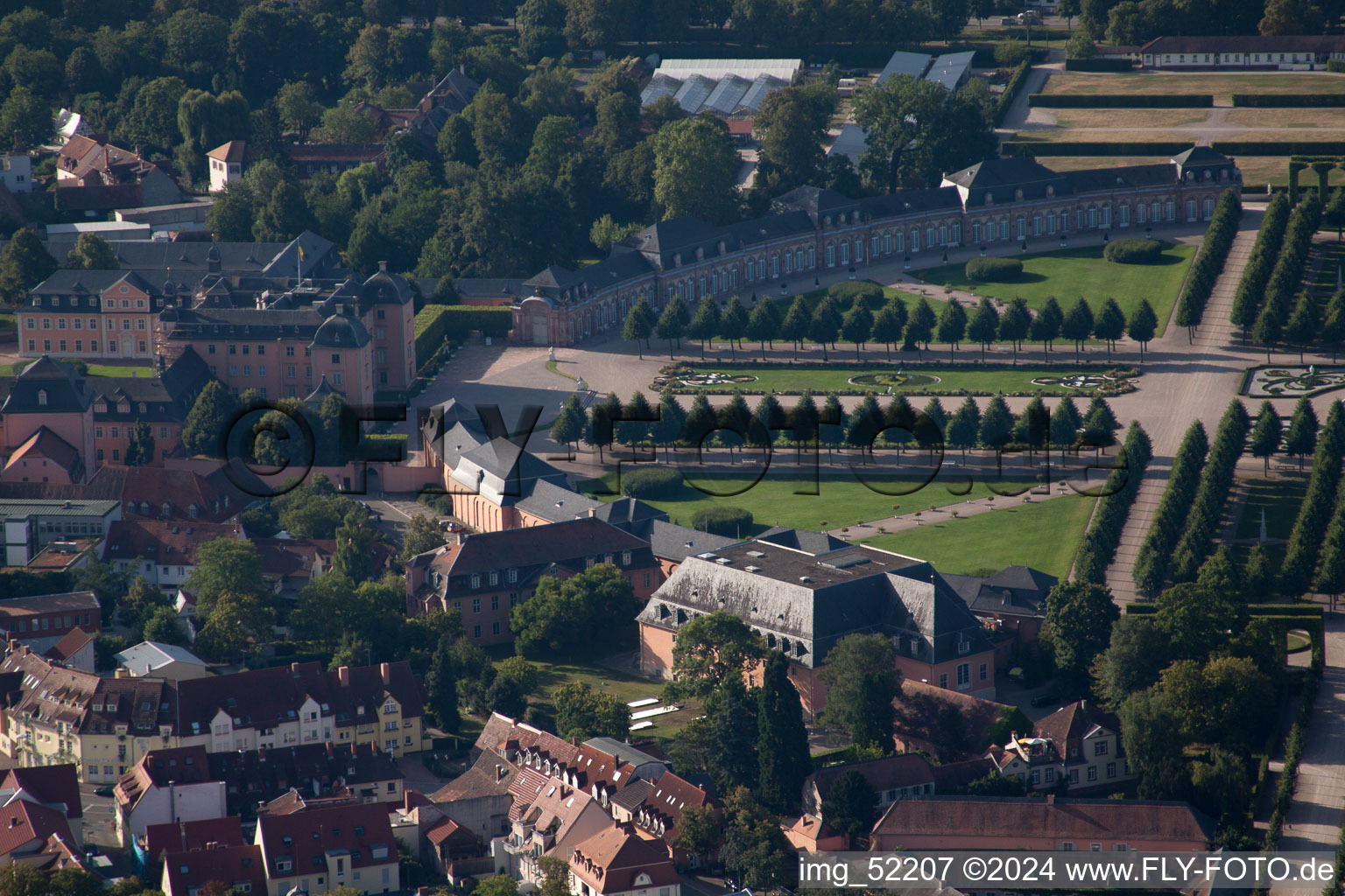 Aerial photograpy of Schwetzingen Palace Park in Schwetzingen in the state Baden-Wuerttemberg, Germany