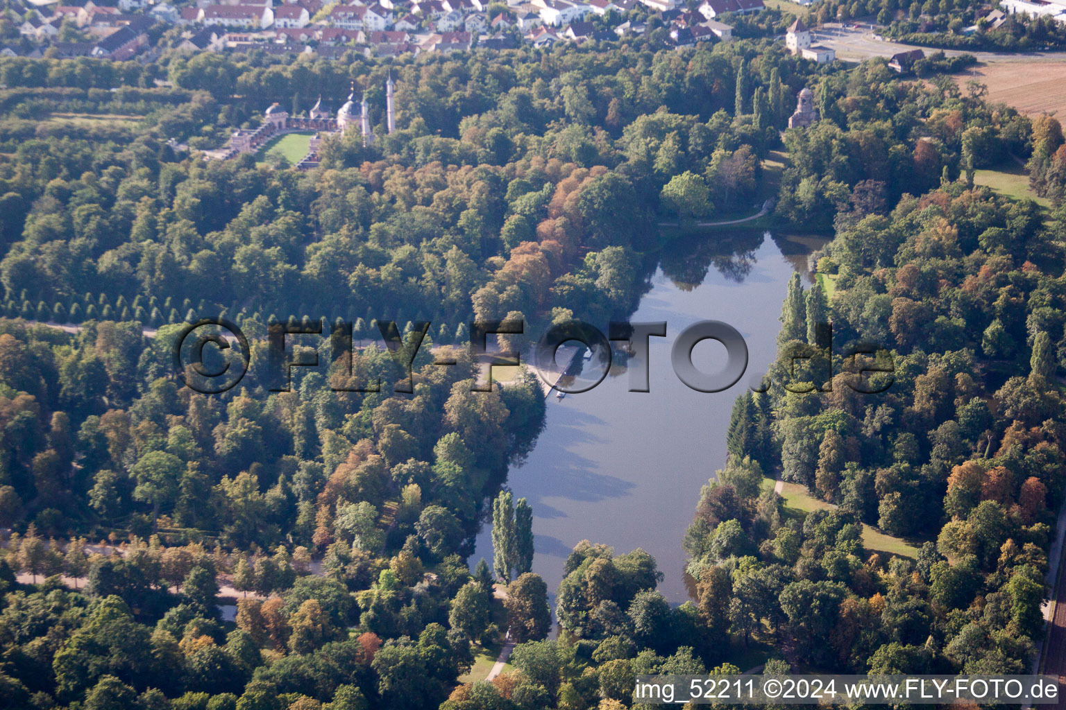 Schwetzingen Palace Park in Schwetzingen in the state Baden-Wuerttemberg, Germany out of the air