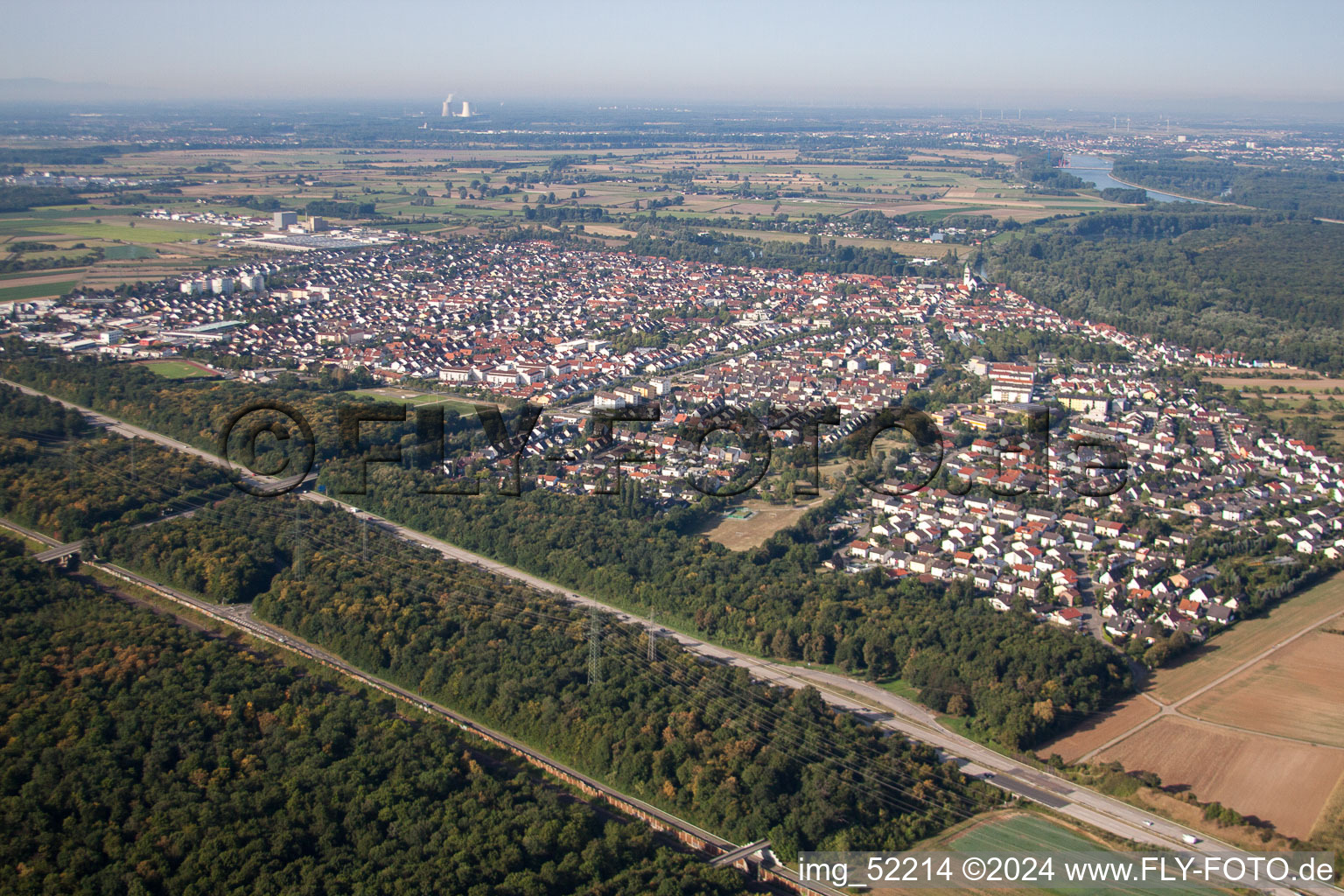 Town View of the streets and houses of the residential areas in Ketsch in the state Baden-Wurttemberg