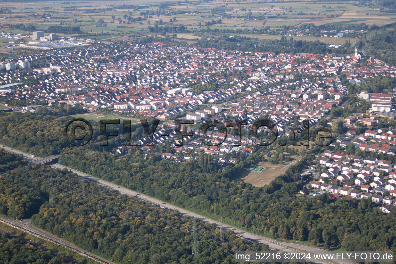 Ketsch in the state Baden-Wuerttemberg, Germany from a drone