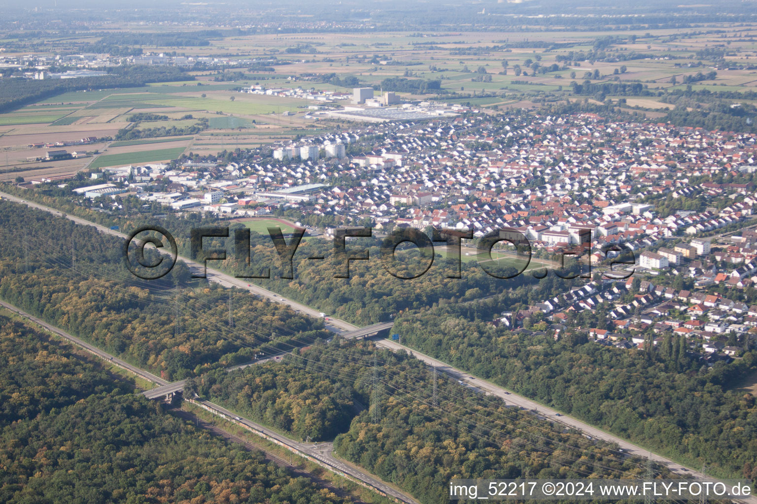 Ketsch in the state Baden-Wuerttemberg, Germany seen from a drone