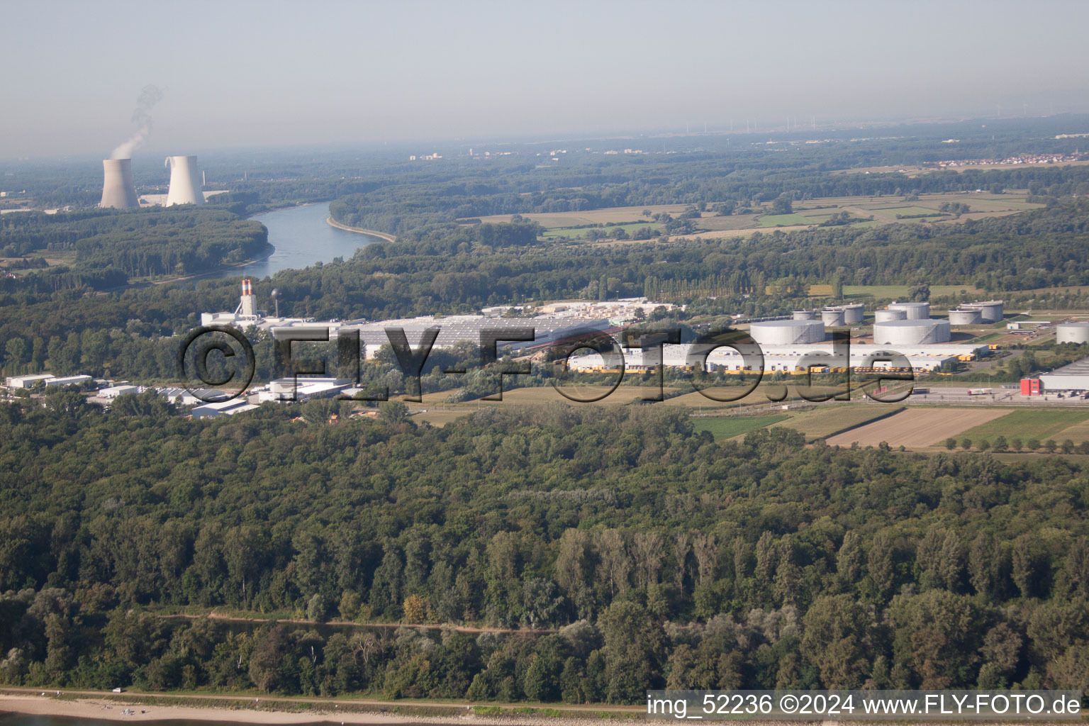 Industrial area south in Speyer in the state Rhineland-Palatinate, Germany viewn from the air