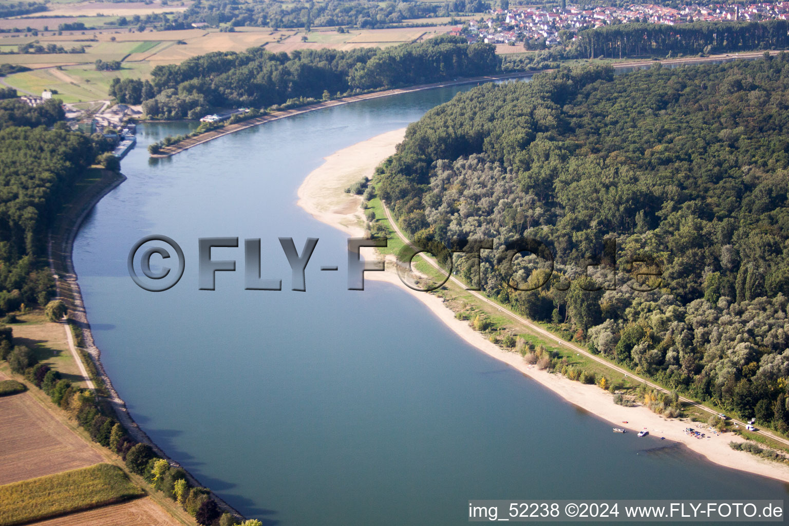 Sandbank near Speyer marks the end of the circuit in Altlußheim in the state Baden-Wuerttemberg, Germany