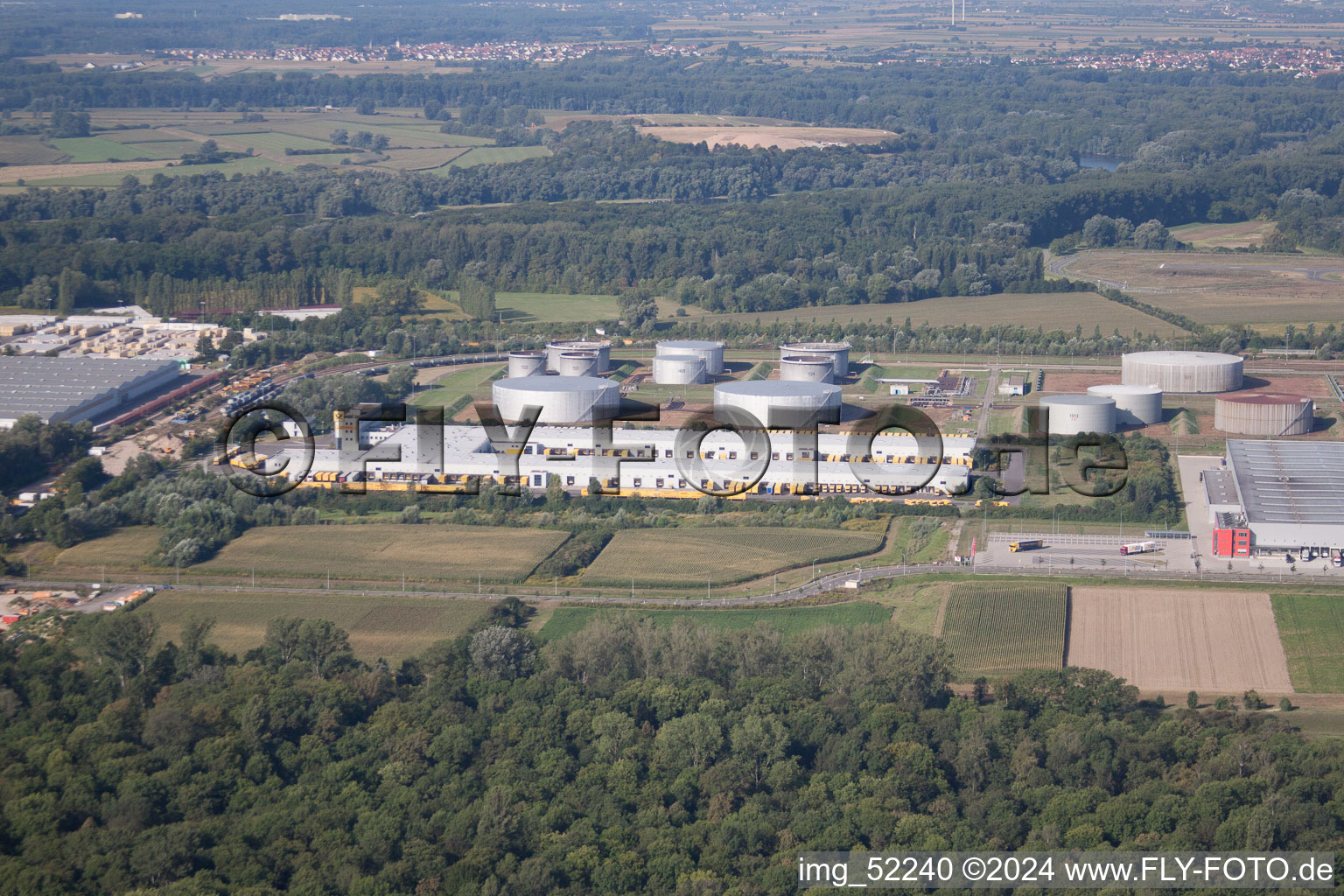 Drone recording of Industrial area south in Speyer in the state Rhineland-Palatinate, Germany