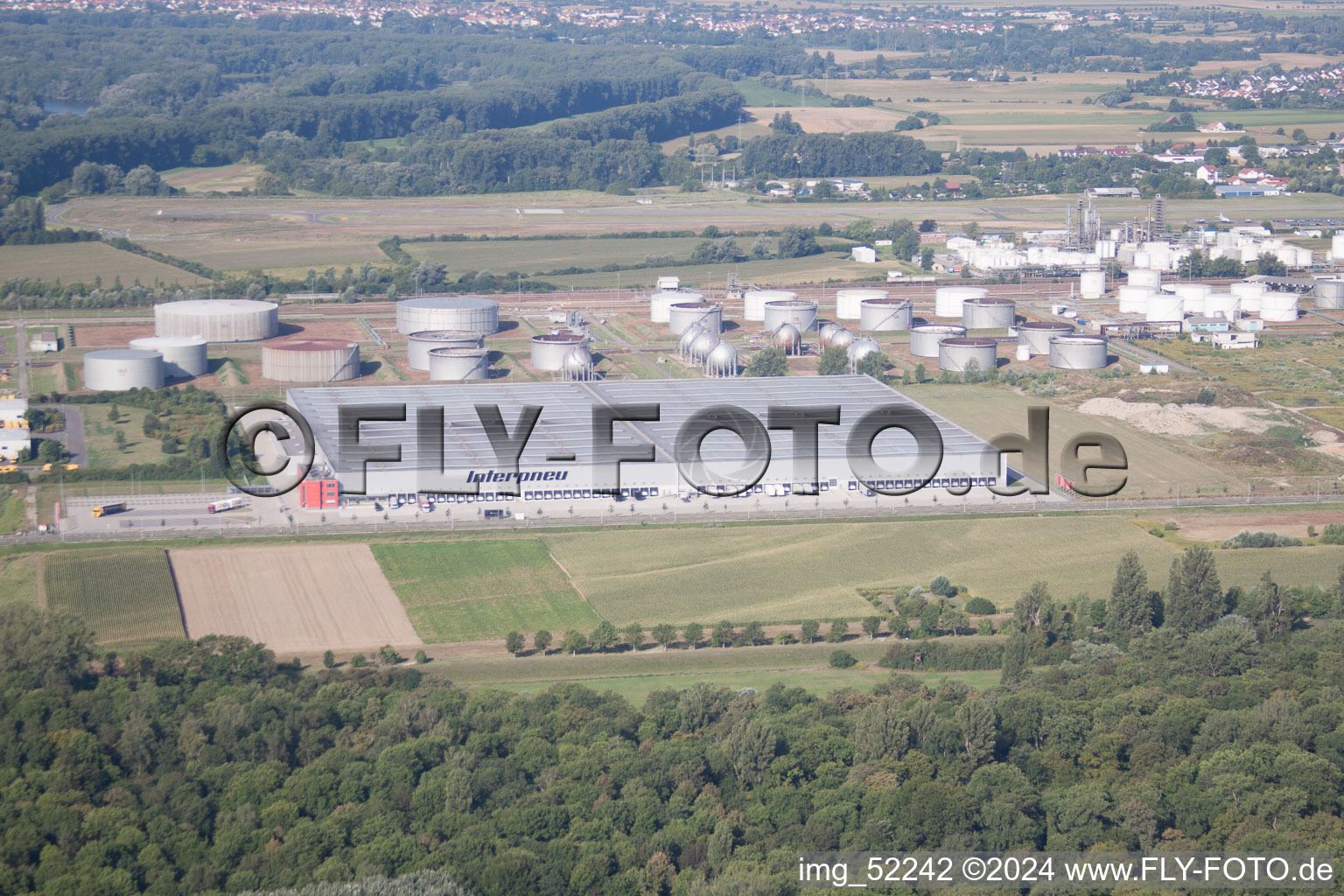 Industrial area south in Speyer in the state Rhineland-Palatinate, Germany from the drone perspective