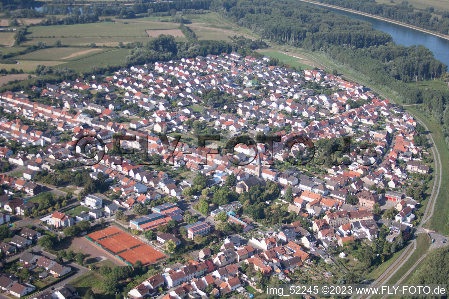 District Rheinhausen in Oberhausen-Rheinhausen in the state Baden-Wuerttemberg, Germany out of the air
