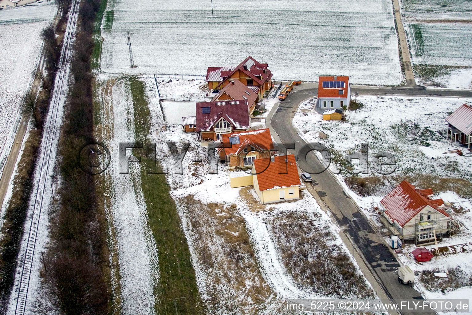 New development area NO in the district Schaidt in Wörth am Rhein in the state Rhineland-Palatinate, Germany from the plane