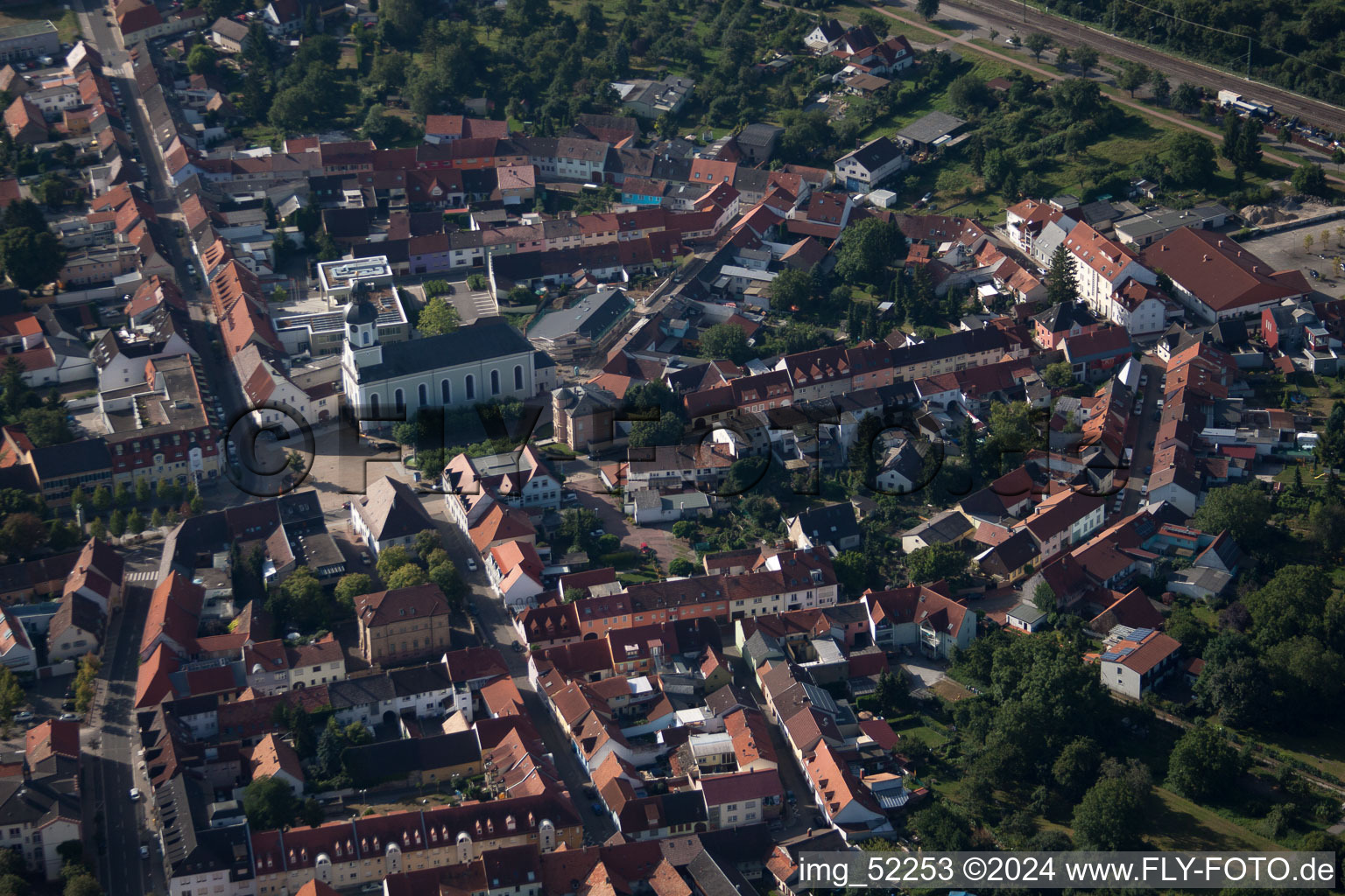 Bird's eye view of Philippsburg in the state Baden-Wuerttemberg, Germany