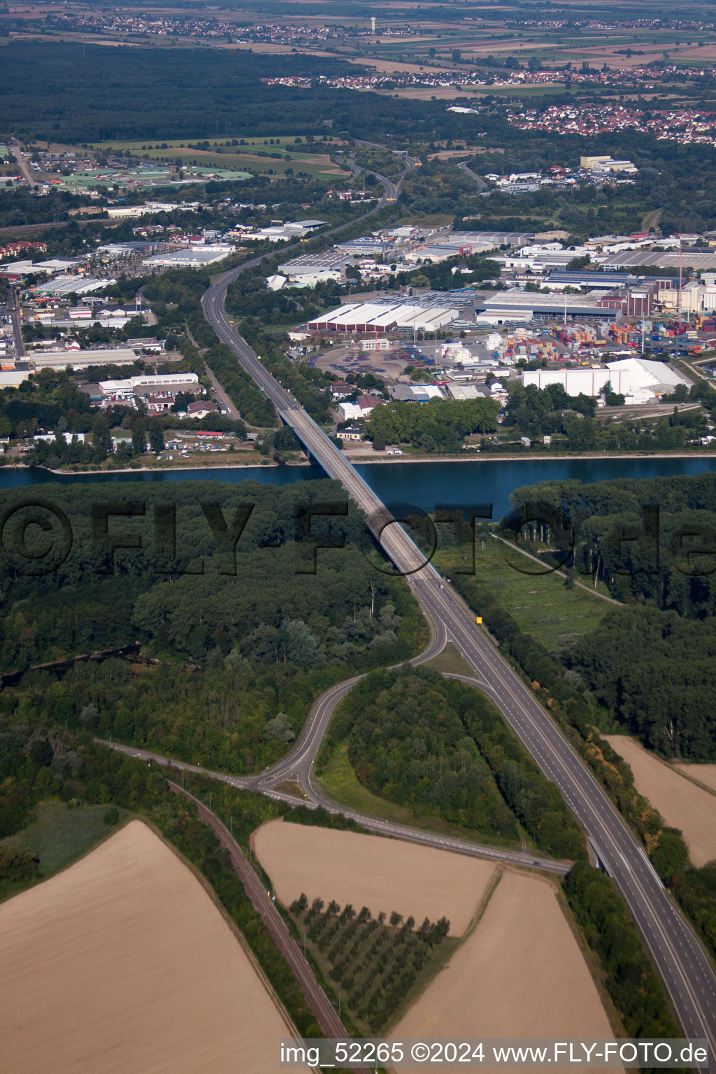 Aerial view of Germersheim in the state Rhineland-Palatinate, Germany