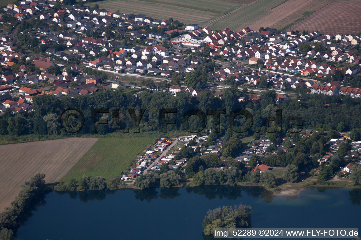 District Sondernheim in Germersheim in the state Rhineland-Palatinate, Germany from the plane