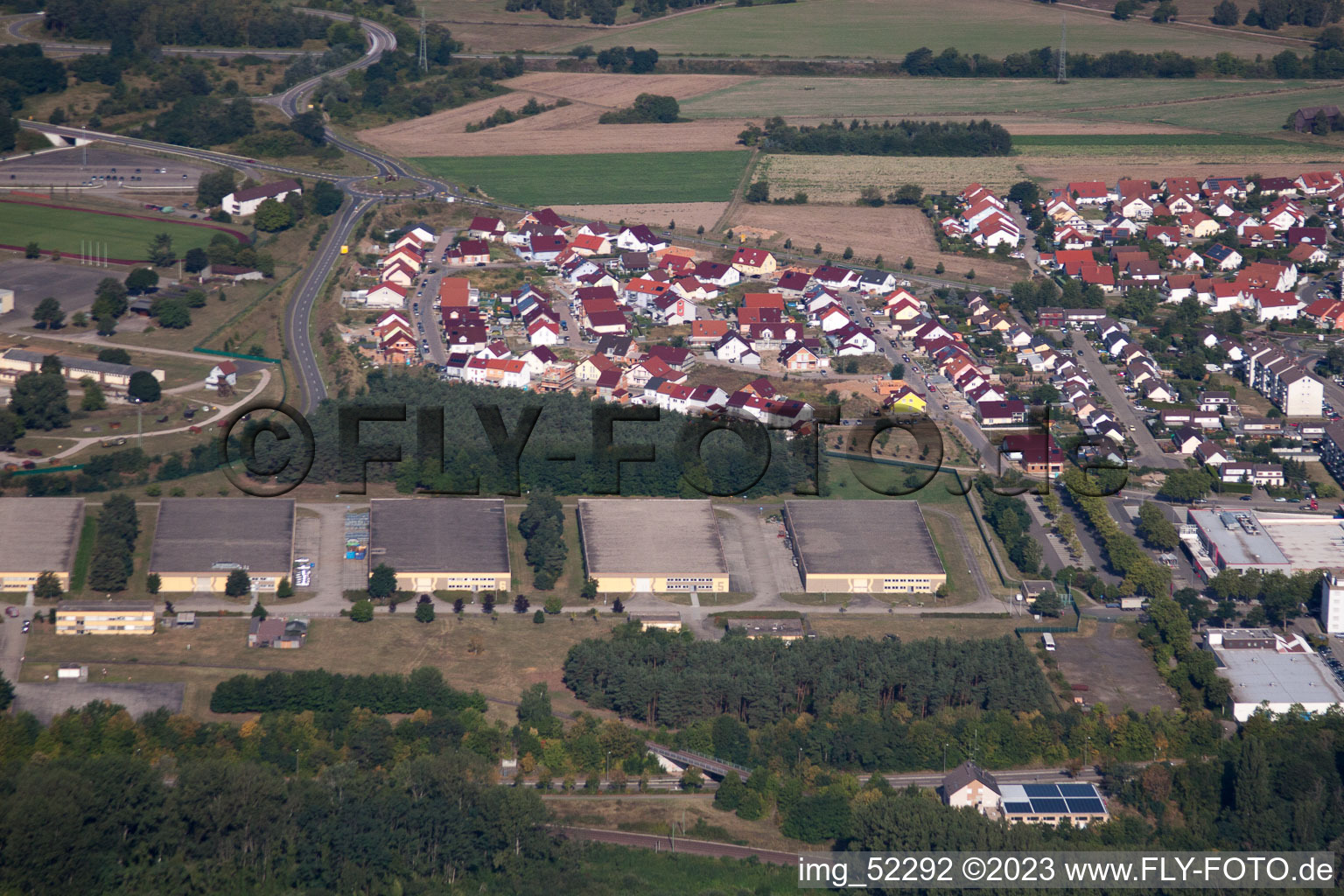 District Sondernheim in Germersheim in the state Rhineland-Palatinate, Germany viewn from the air