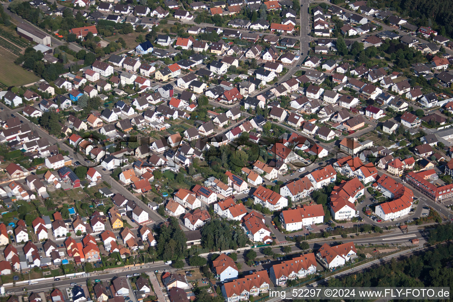 District Sondernheim in Germersheim in the state Rhineland-Palatinate, Germany from the drone perspective