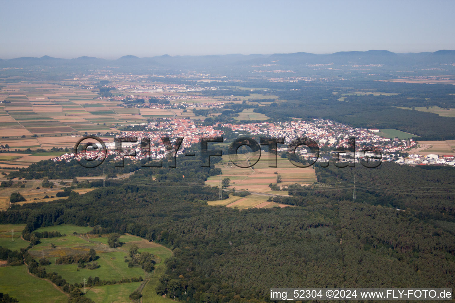 Aerial view of Germersheim in the state Rhineland-Palatinate, Germany