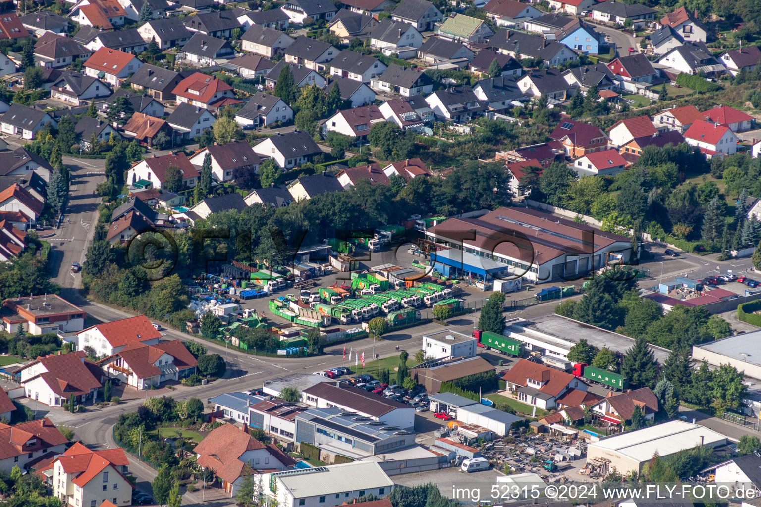 Aerial view of Site waste and recycling sorting Wertstoffhof Ruelzheim in Ruelzheim in the state Rhineland-Palatinate, Germany