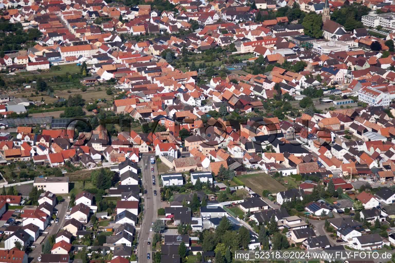 Rülzheim in the state Rhineland-Palatinate, Germany from a drone