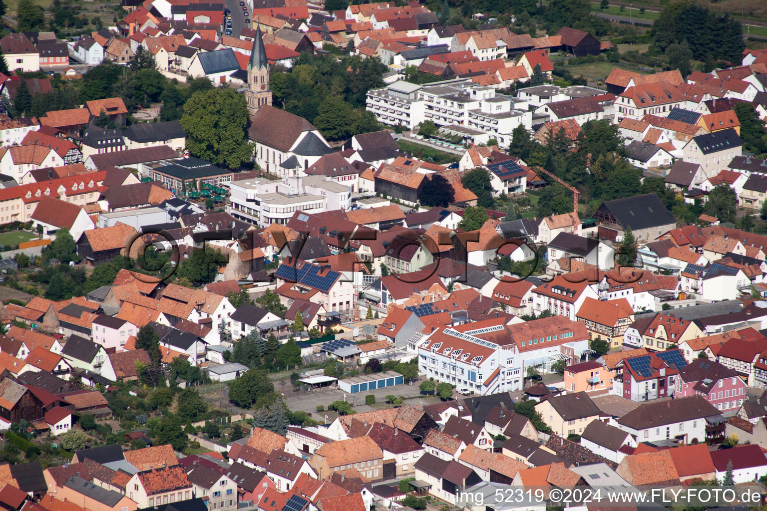 Rülzheim in the state Rhineland-Palatinate, Germany seen from a drone