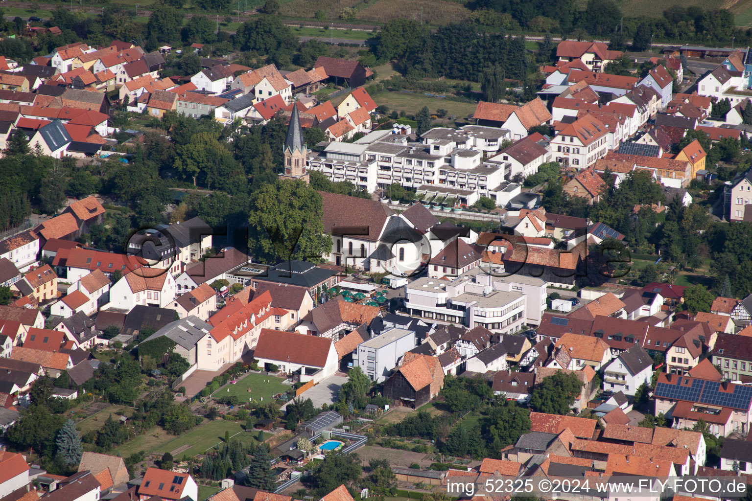 Rülzheim in the state Rhineland-Palatinate, Germany seen from above