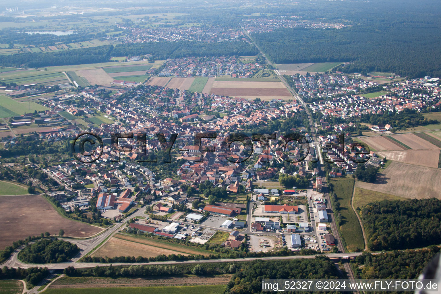 Bird's eye view of Rheinzabern in the state Rhineland-Palatinate, Germany