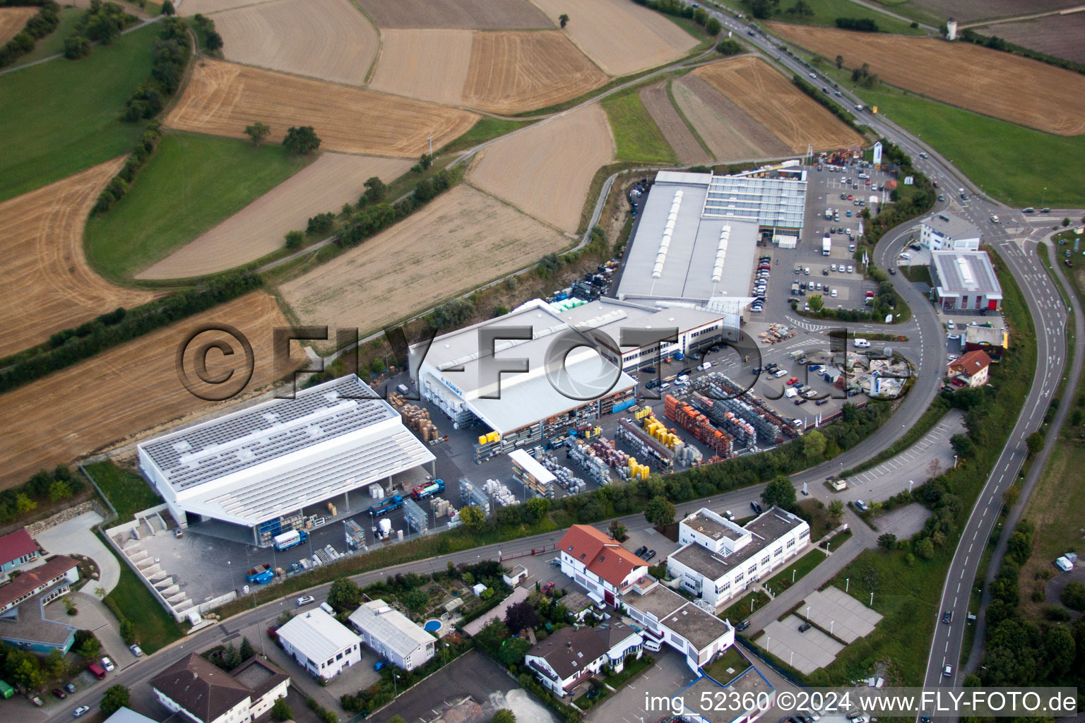 Leibnizstraße, Kömpf Company in Calw in the state Baden-Wuerttemberg, Germany from above