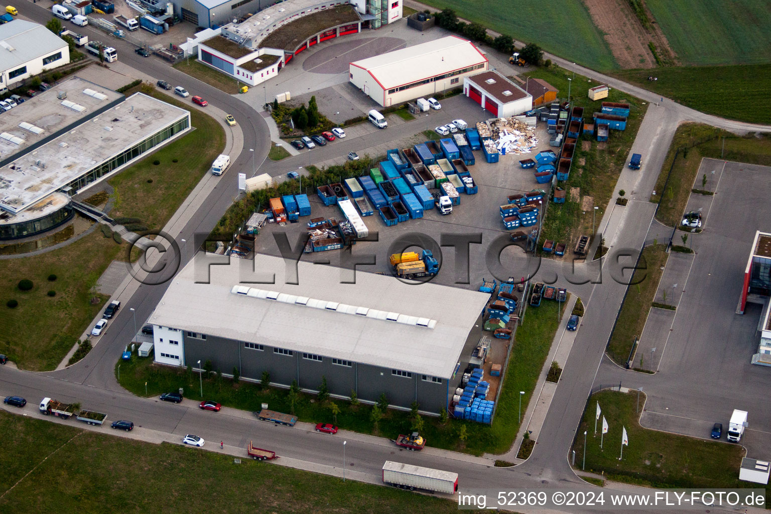 Rudolf-Dieselstraße, Kömpf Company in Calw in the state Baden-Wuerttemberg, Germany seen from above