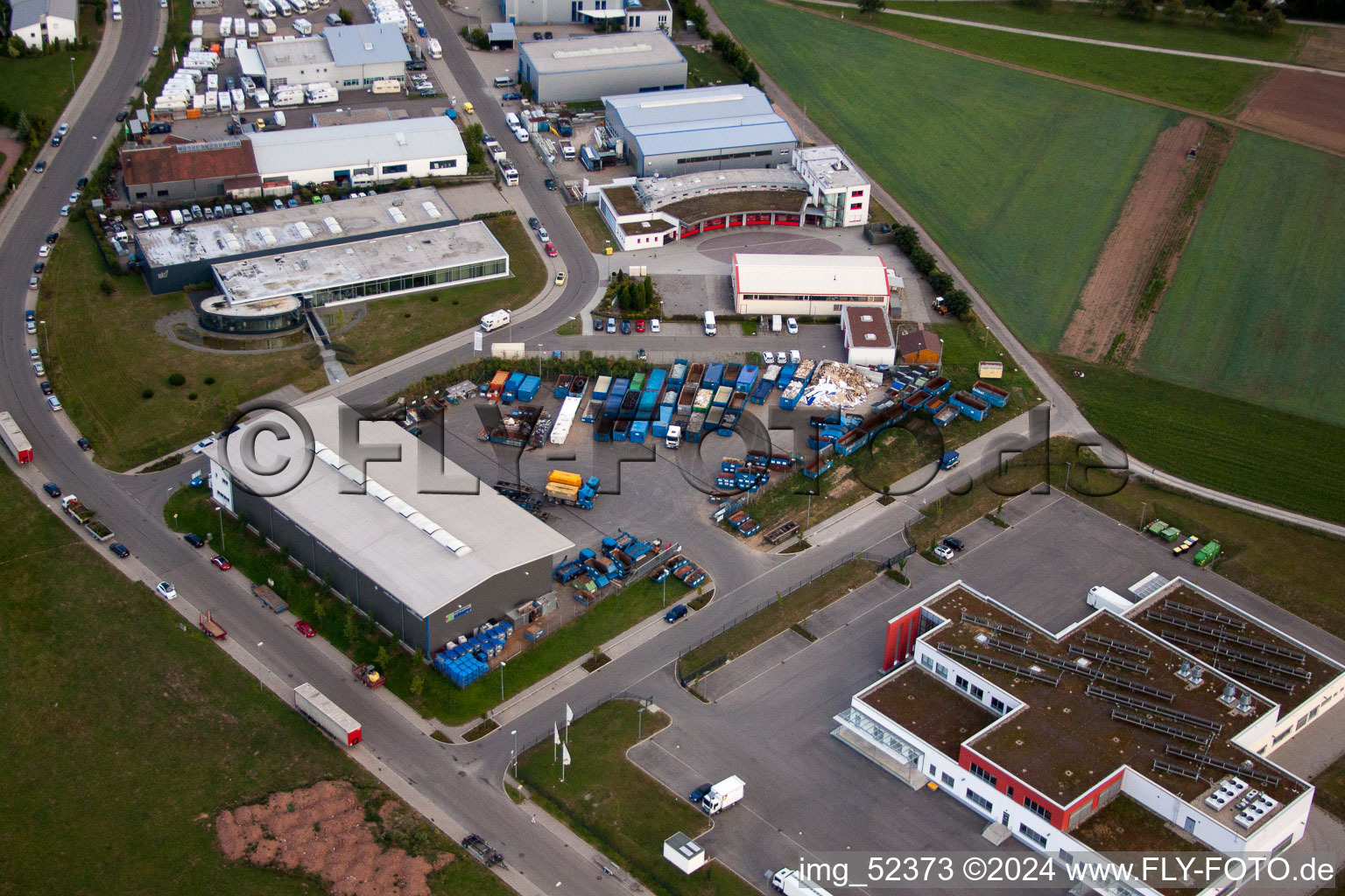 Rudolf-Dieselstraße, Kömpf Company in Calw in the state Baden-Wuerttemberg, Germany from the plane