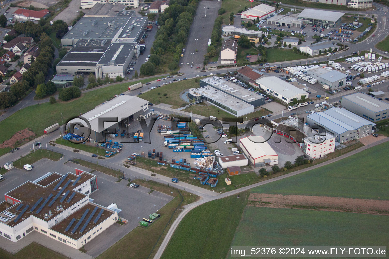 Bird's eye view of Rudolf-Dieselstraße, Kömpf Company in Calw in the state Baden-Wuerttemberg, Germany