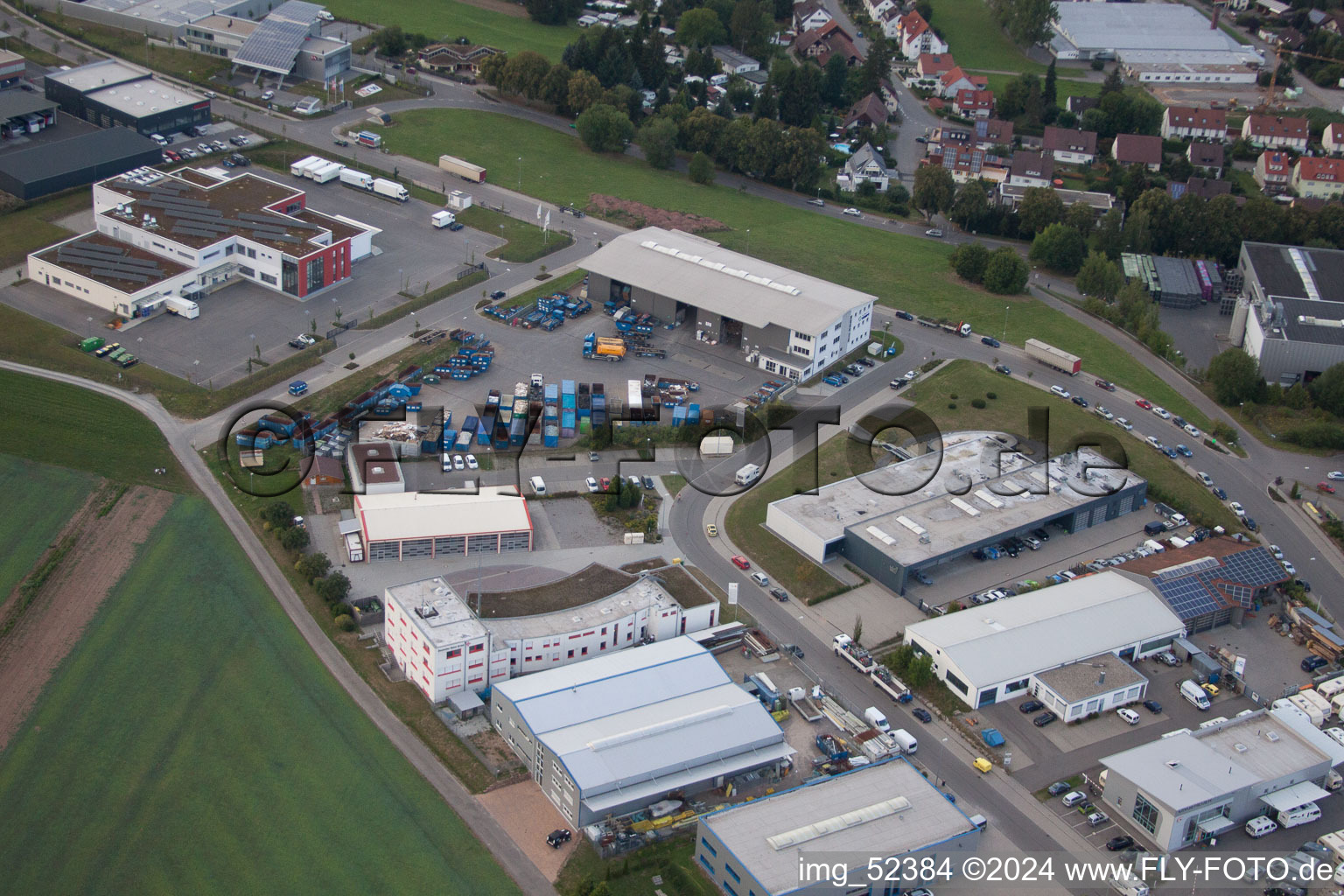 Rudolf-Dieselstraße, Kömpf Company in Calw in the state Baden-Wuerttemberg, Germany from a drone