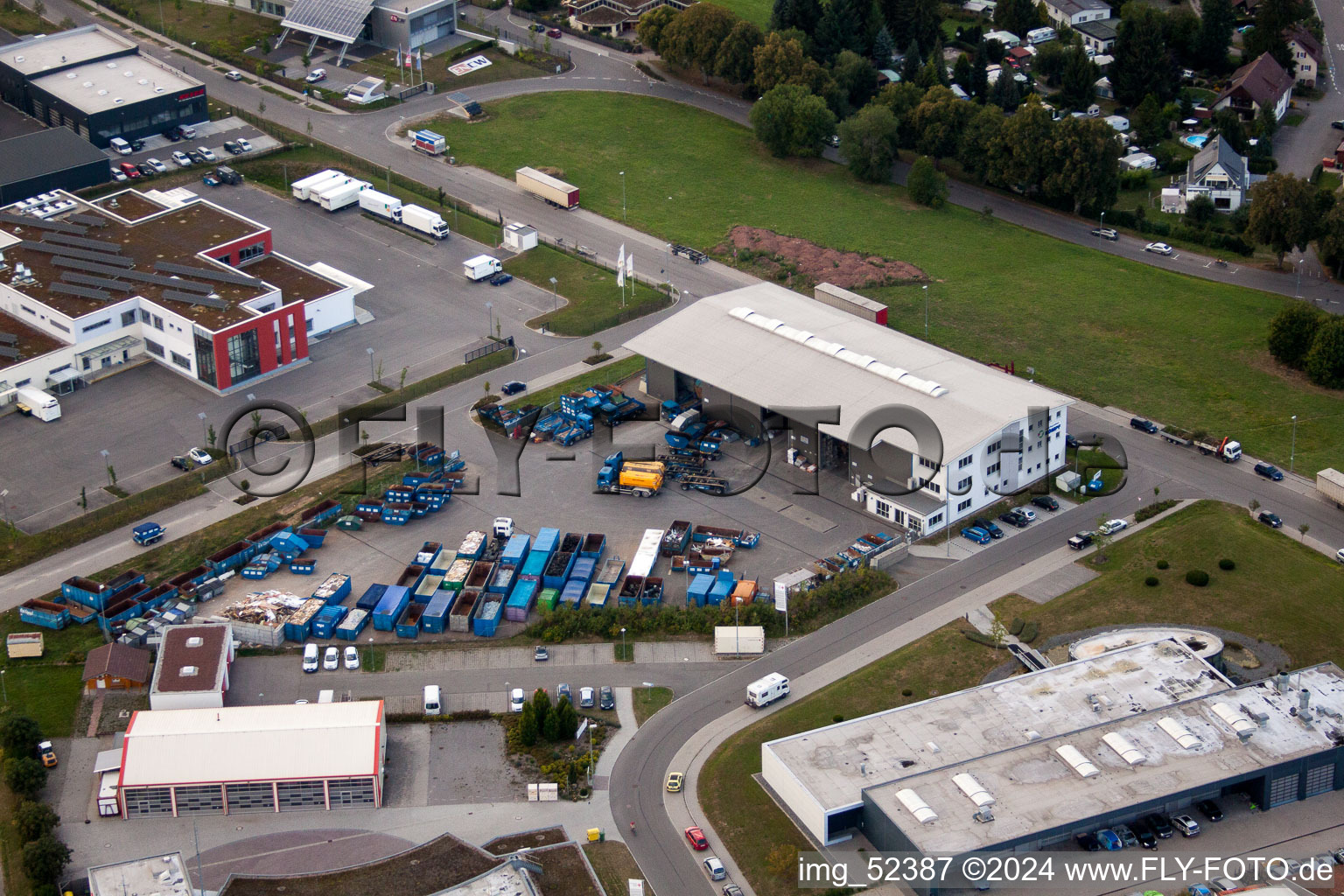 Aerial view of Rudolf-Dieselstraße, Kömpf Company in Calw in the state Baden-Wuerttemberg, Germany